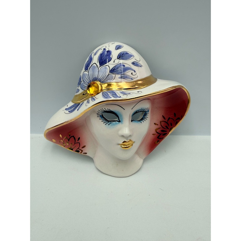 Ceramic Wall Mask Art Small White Ex
Hand Painted Gold